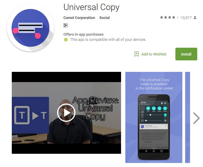 Top 6 Best Android Apps for 2018, Universal Copy